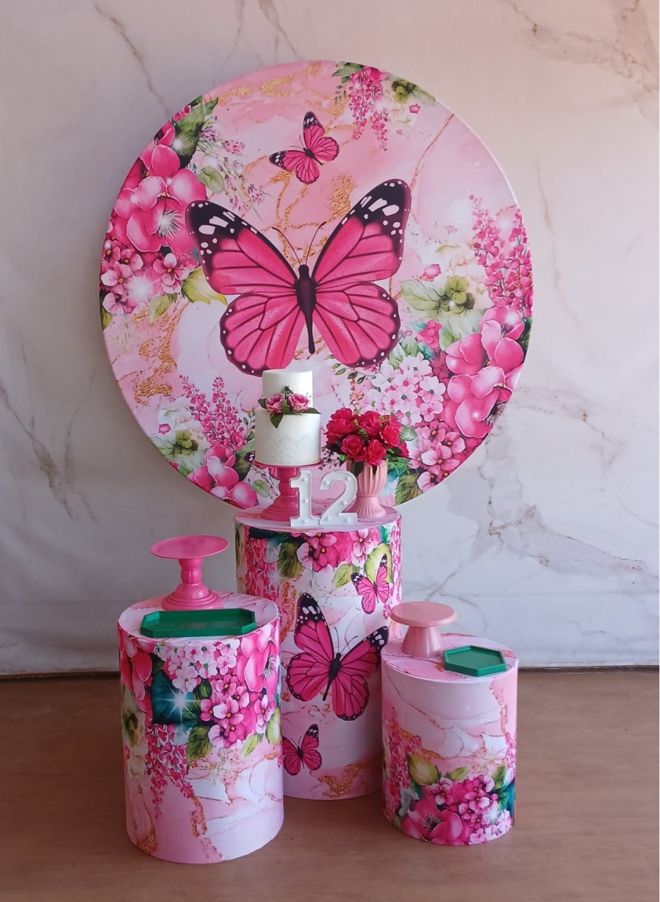 Kit Prata Borboleta Pink  - Cantinho da Cris Reis