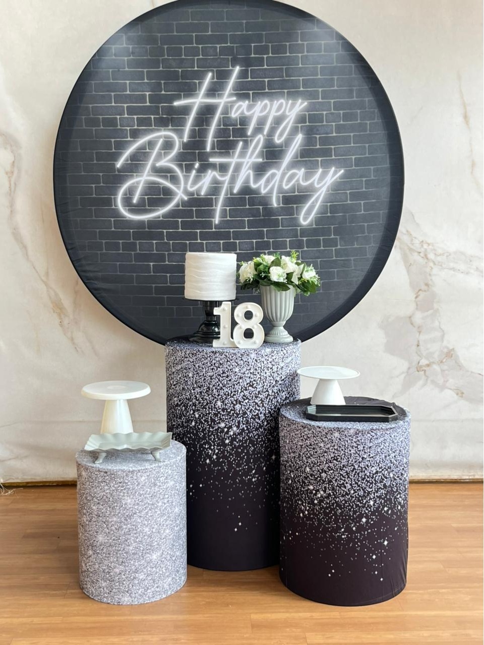 Kit Prata Happy Birthday - Preto & Prata - Cantinho da Cris Reis