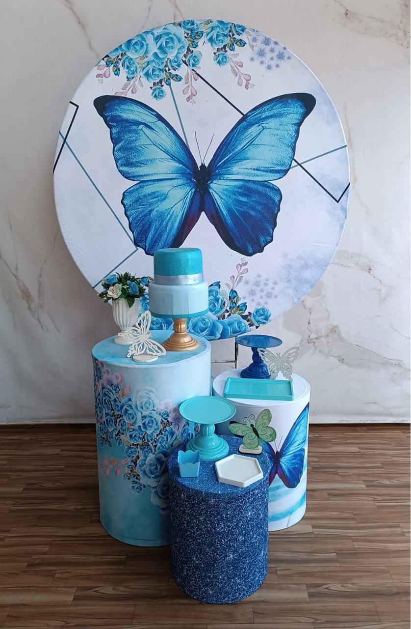 Kit Prata  Borboleta Azul  - Cantinho da Cris Reis