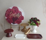 Festa Na Mesa - Gratidão Dourado Com Bordô - imagem 1