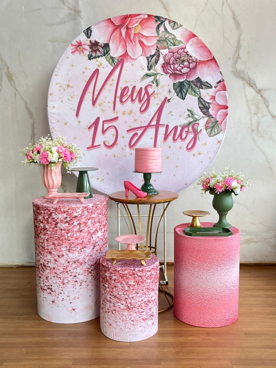 Kit Ouro  Meus 15 Anos - Rosa   - Cantinho da Cris Reis