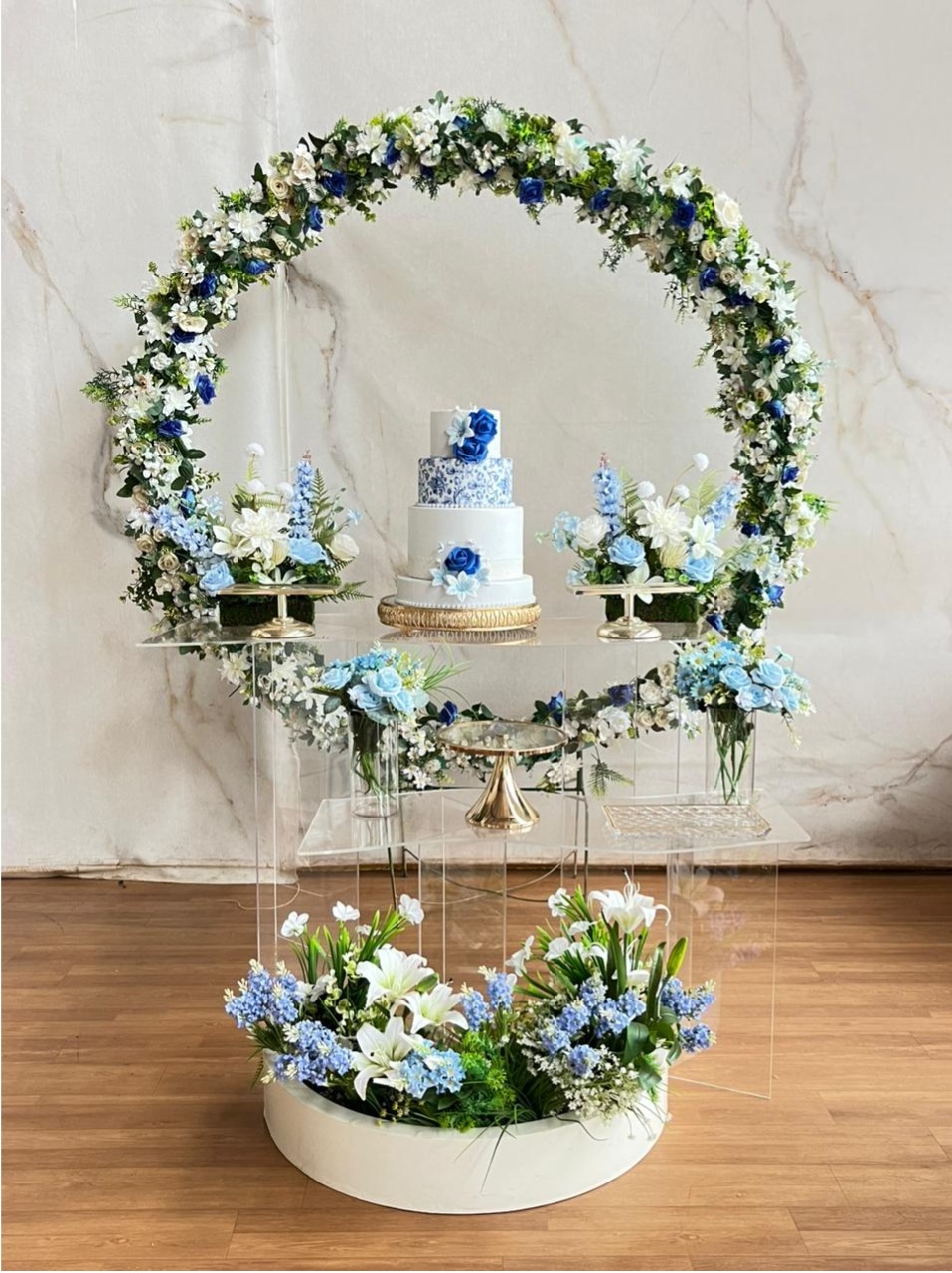 Kit Floral Azul Luxo - Para Casamentos Ou 15 Anos (Modelo 2 ) - Cantinho da Cris Reis