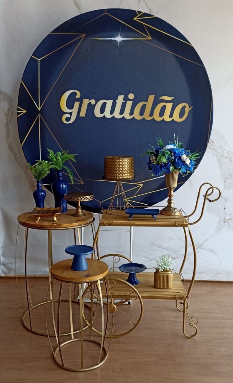 Kit Composição Carrinho Gourmet - Gratidão Azul  - Cantinho da Cris Reis