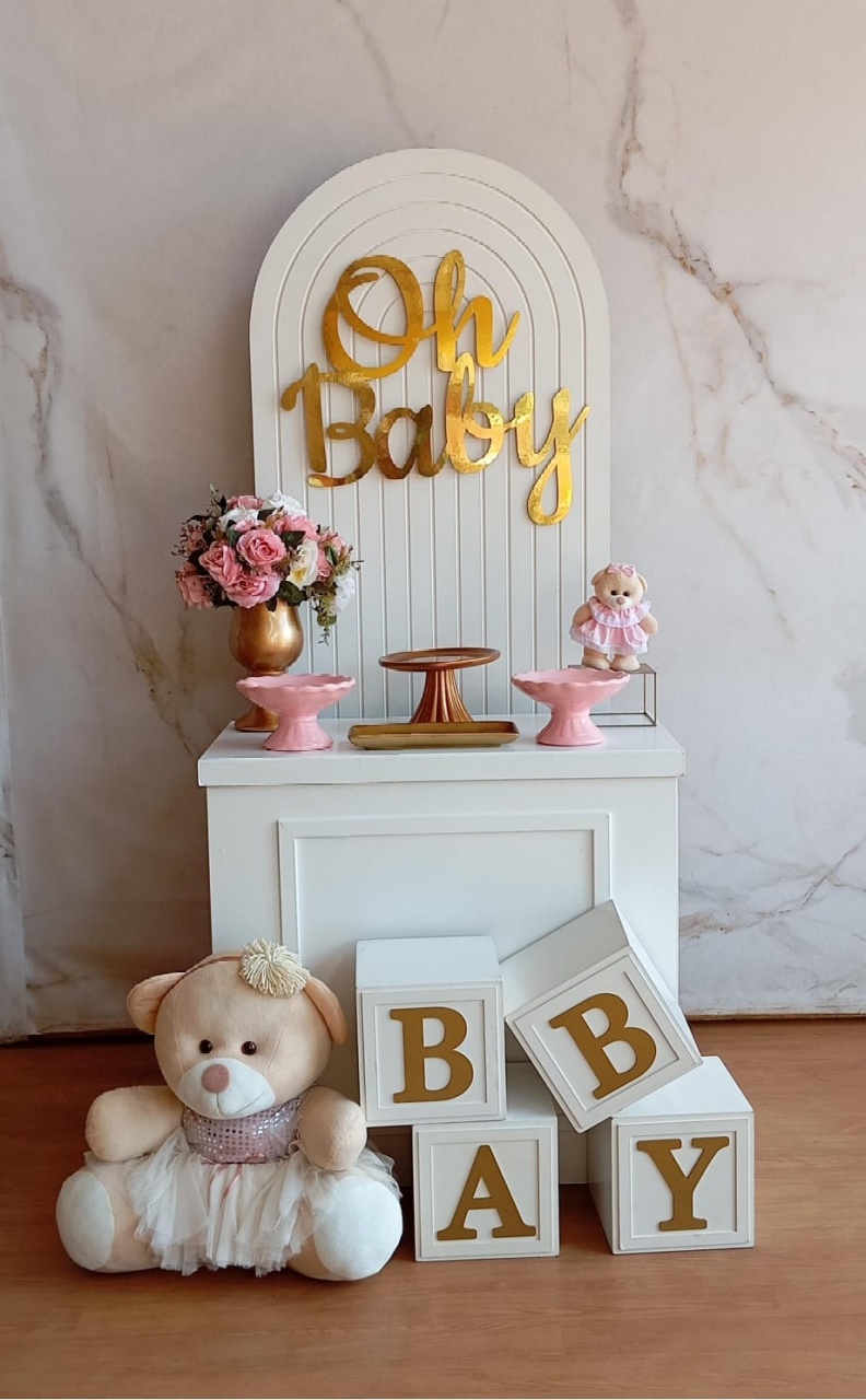 Chá de Bebê Menina Minimalista   - Cantinho da Cris Reis