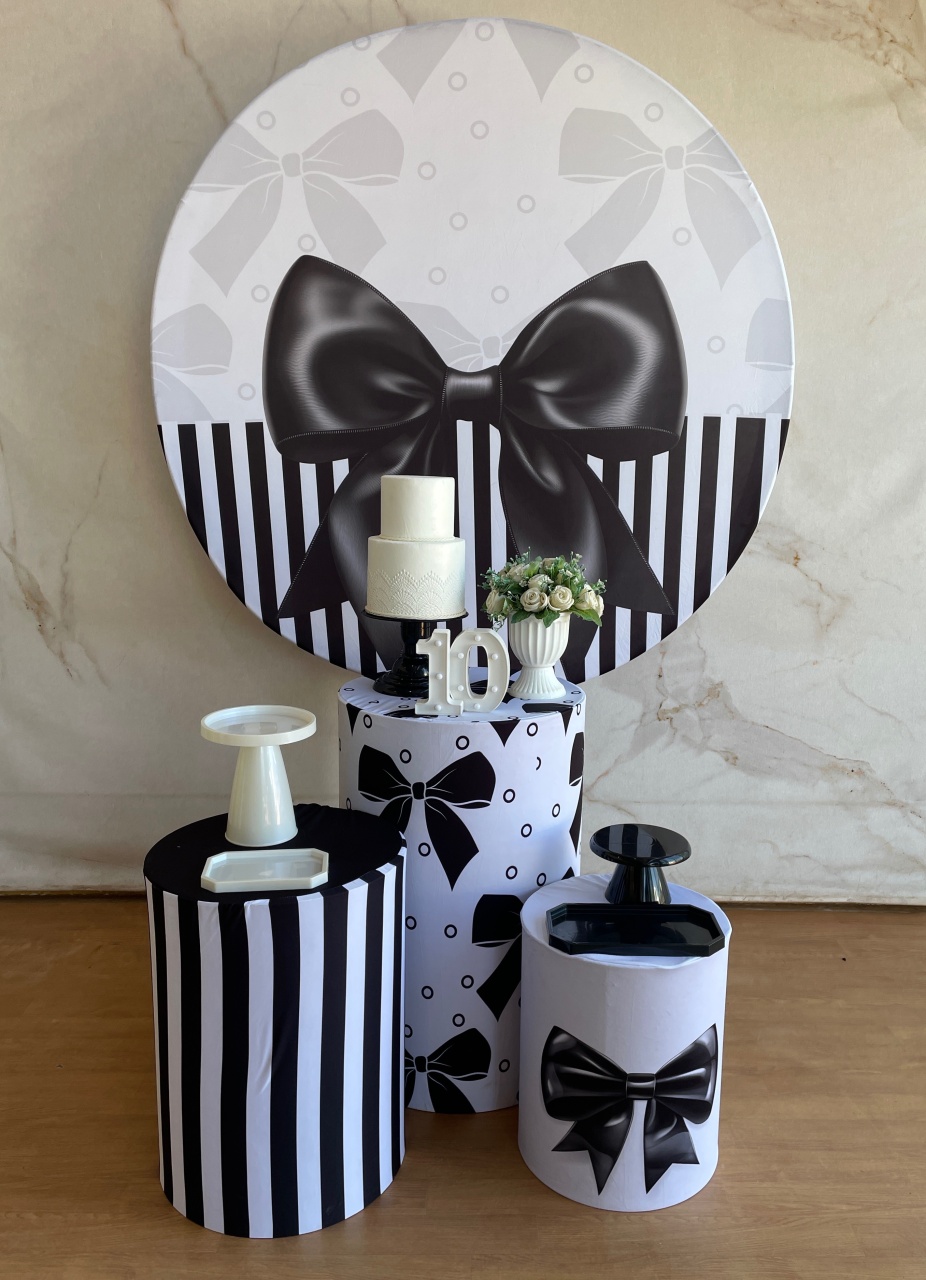 Kit Prata Laços Preto    - Cantinho da Cris Reis