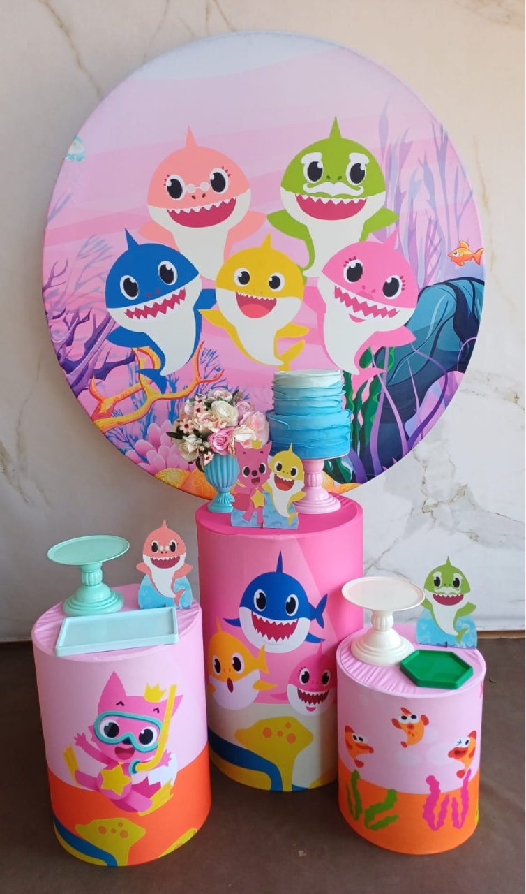Kit Prata Baby Shark Menina  - Cantinho da Cris Reis