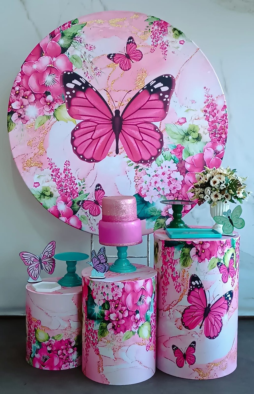 Kit Prata  Borboletas Pink  - Cantinho da Cris Reis