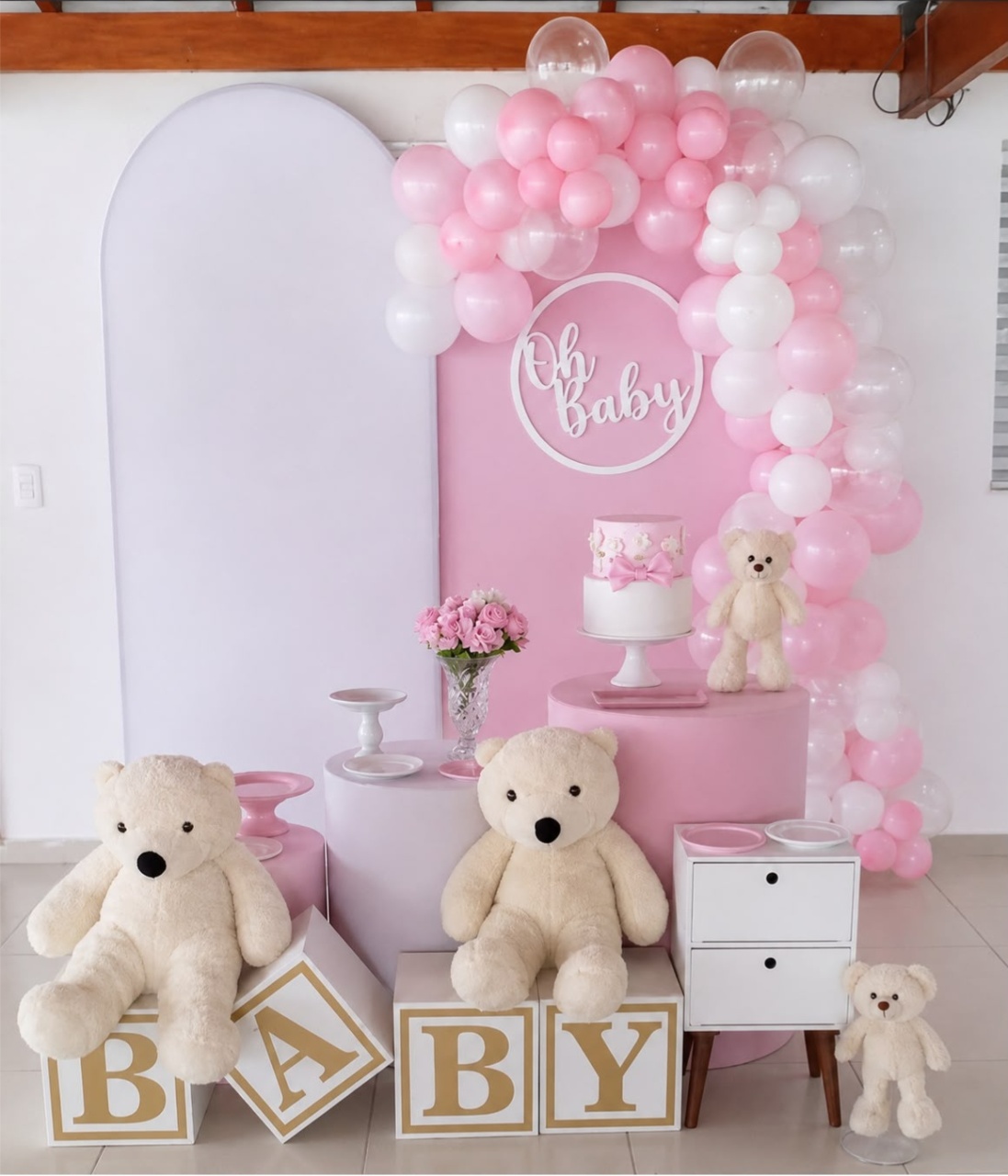 Chá Revelação Rosa E Branco - FABIANA LOPES DECORACOES