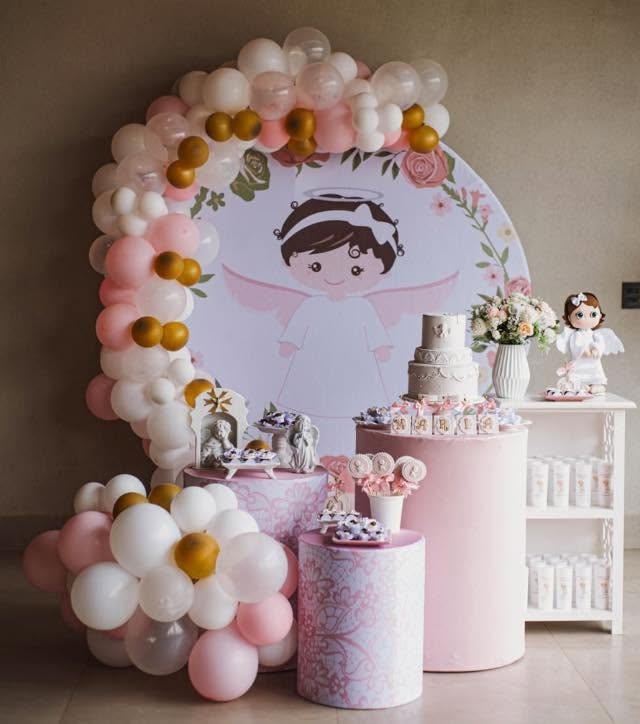 Batizado Rosa + Comoda - FABIANA LOPES DECORACOES