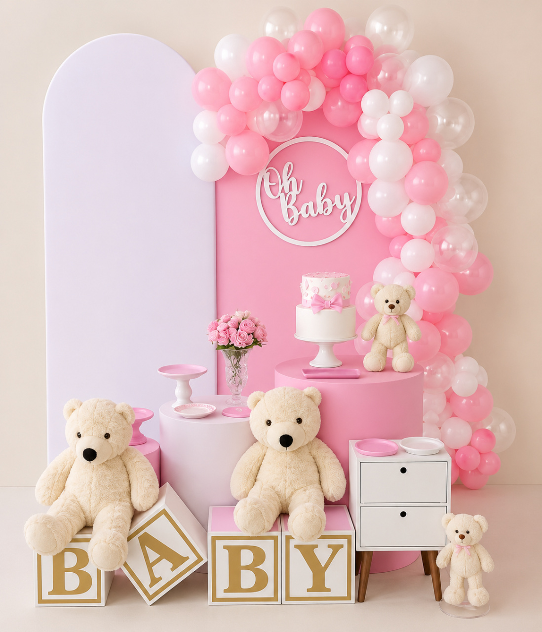 Chá Revelação Rosa E Branco - FABIANA LOPES DECORACOES