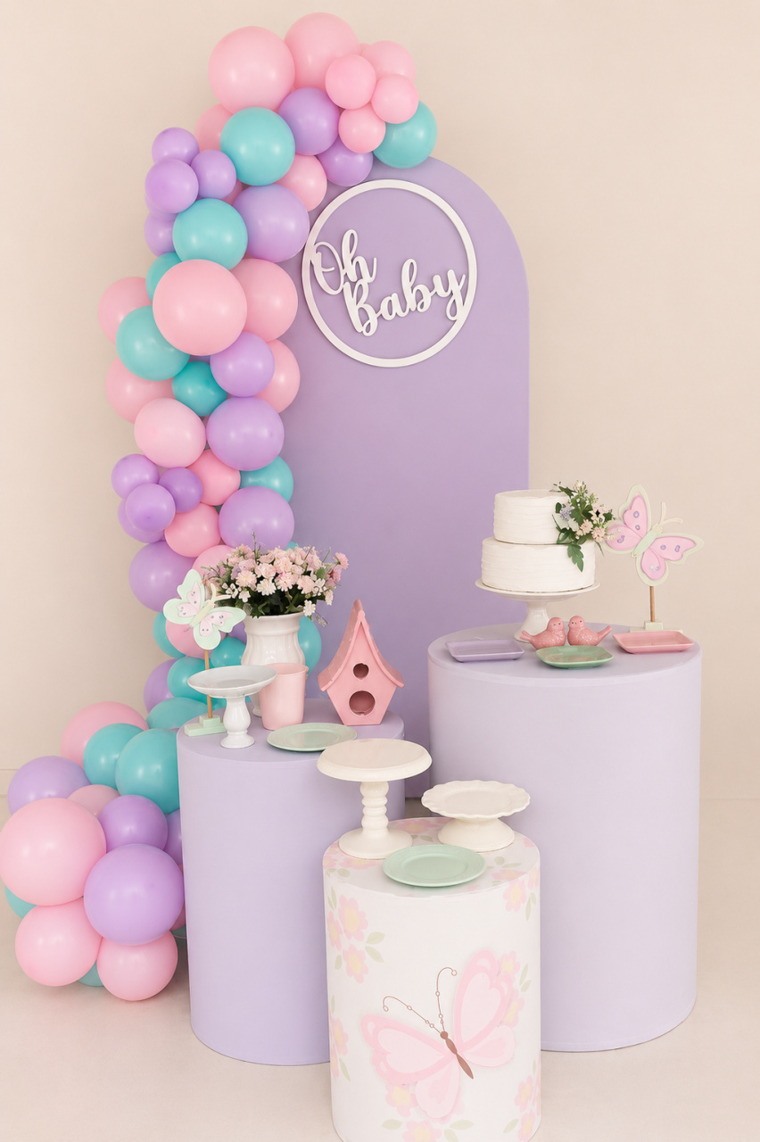 Jardim Borboleta Lilas Cha de Bebe - FABIANA LOPES DECORACOES