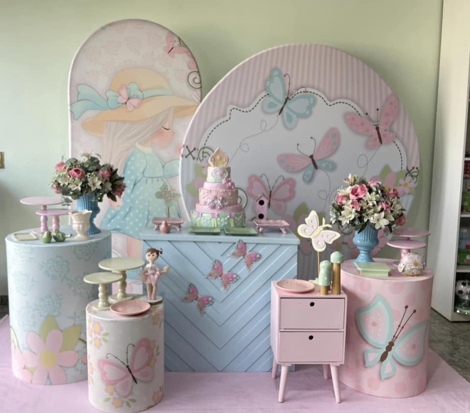 Jardim Borboleta + Placa +Mesa - FABIANA LOPES DECORACOES