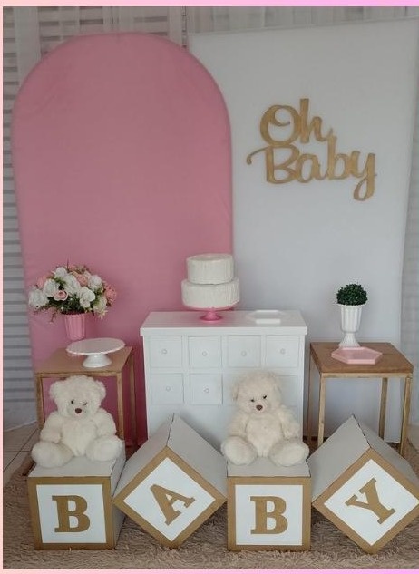Chá de Bb Rosa/Branco Kit Diamante - Liviarts Criativa