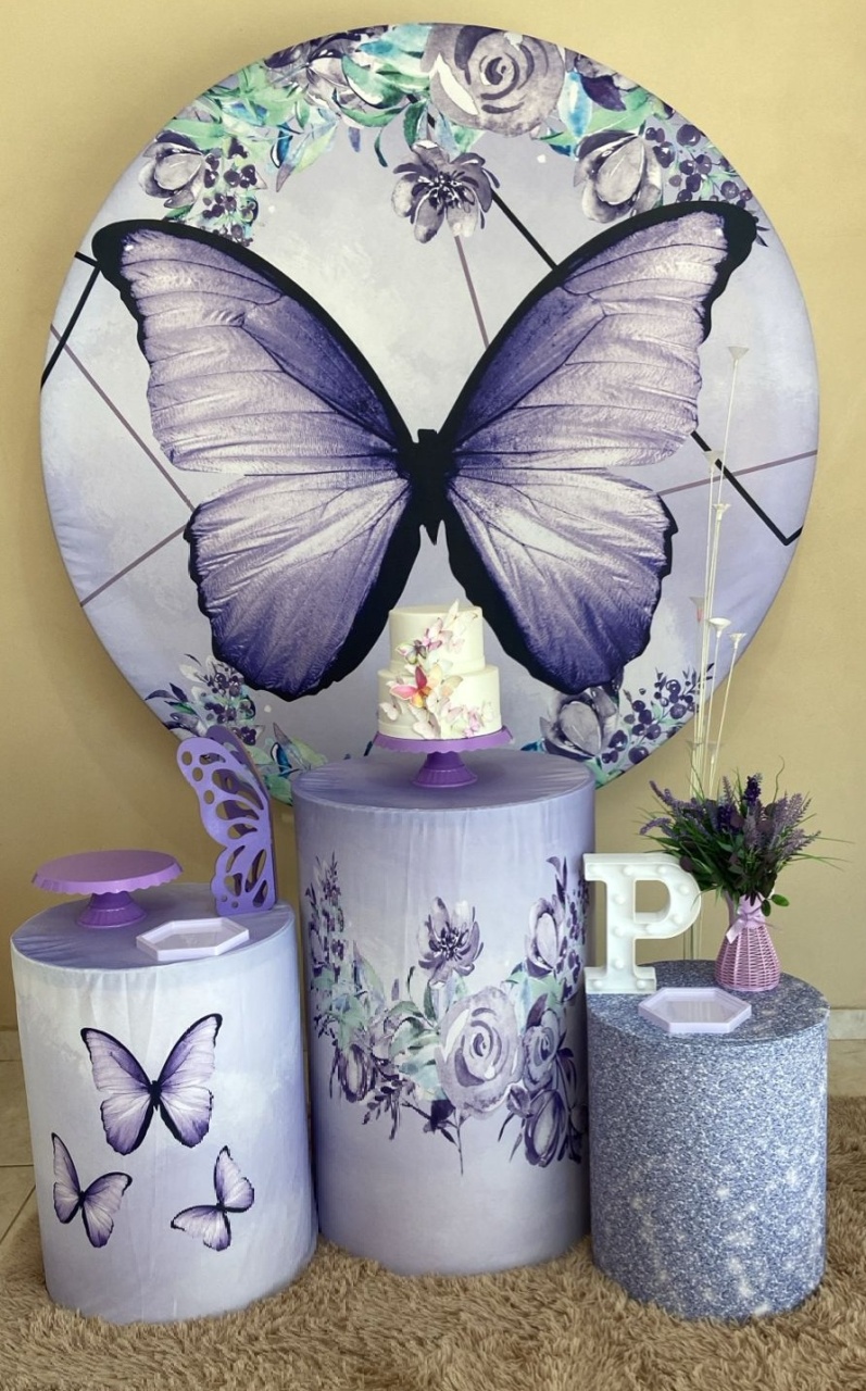 Jardim Borbolete Lilas Kit Prata - Liviarts Criativa