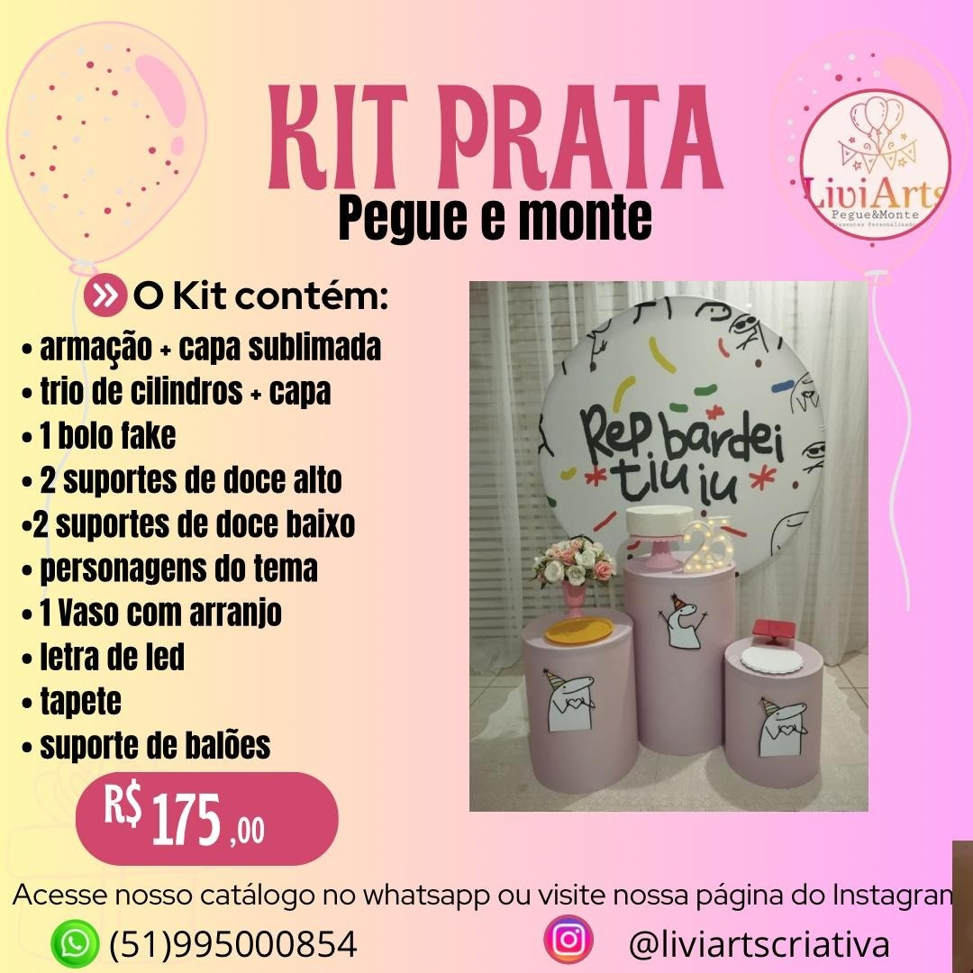 Bento Flork Kit Prata Menina - Liviarts Criativa