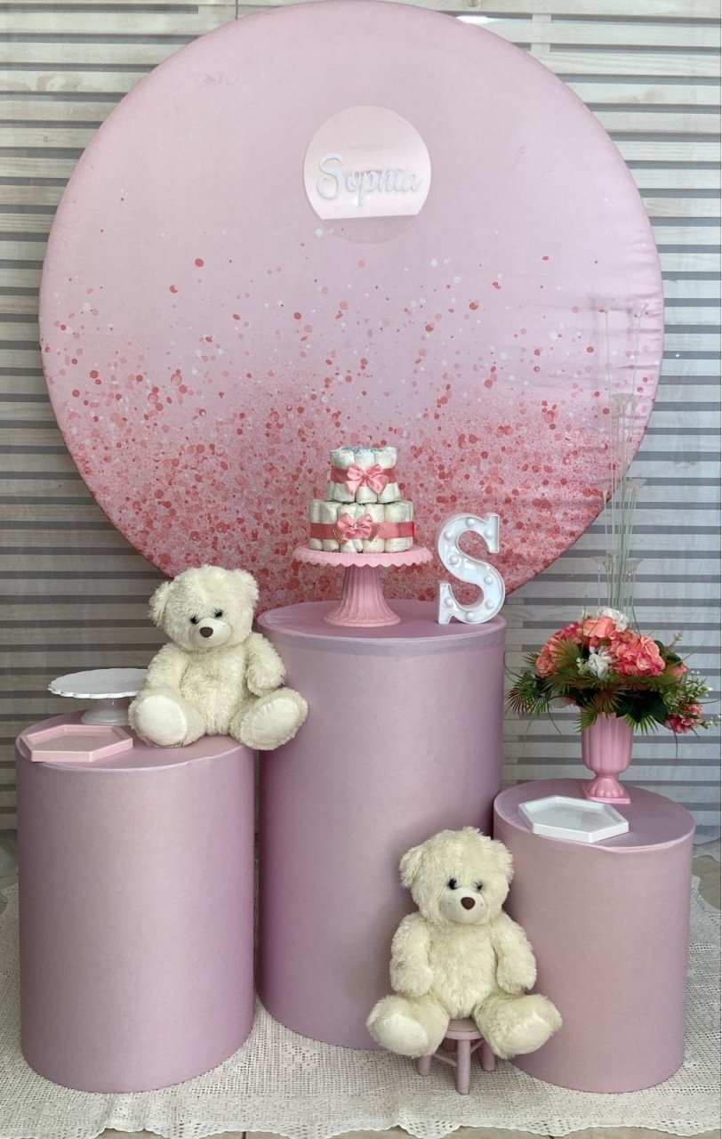 Chá de Bb Rosa Kit Prata Com Adicional da Personalização - Liviarts Criativa