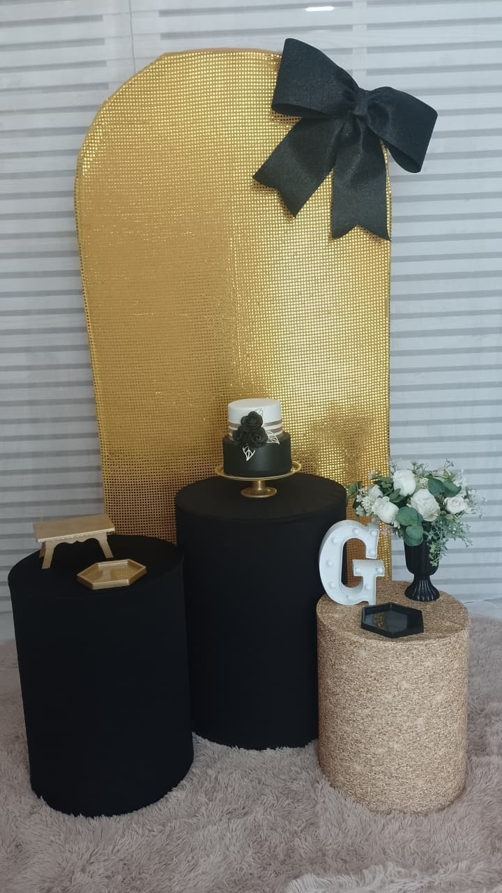 Adulto Laços Preto/ Dourado Kit Prata - Liviarts Criativa