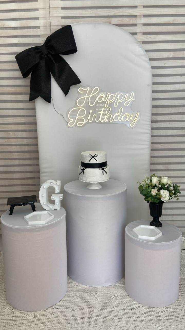 Adulto Laço  Branco/ Preto Kit Prata - Liviarts Criativa