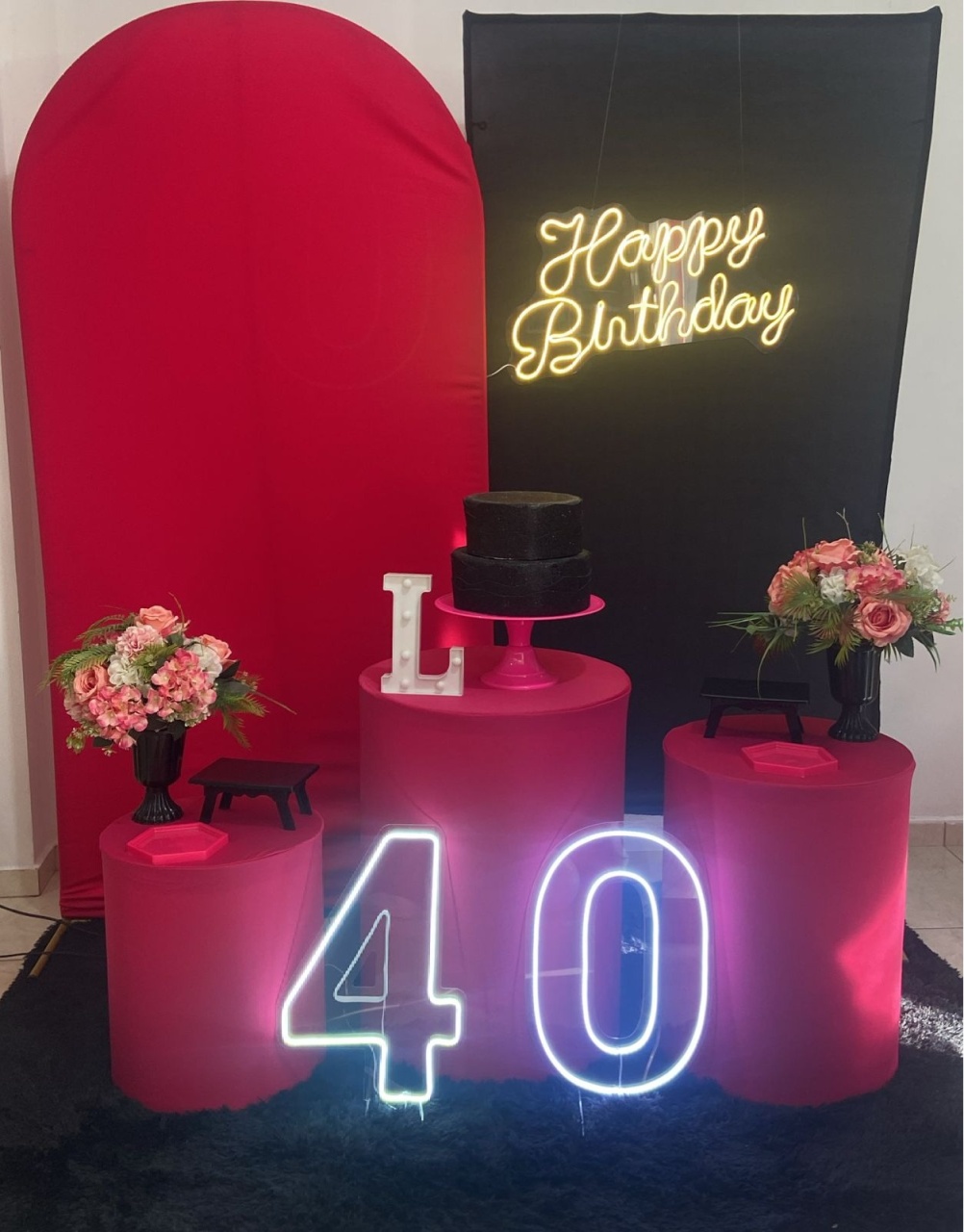 Adulto Preto E Pink Kit Ouro Com Adicinal dos Numeros de Led - Liviarts Criativa