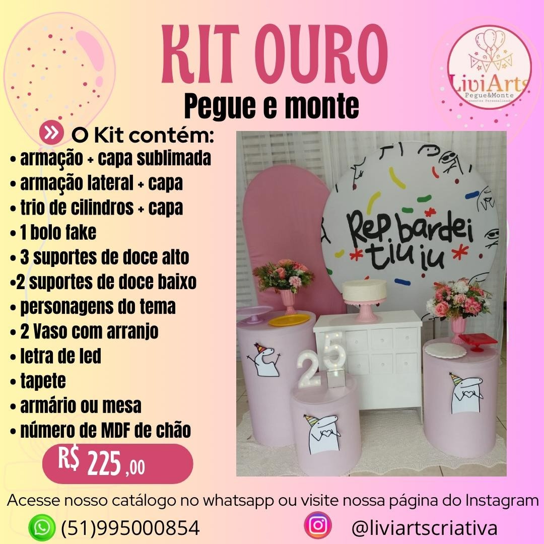 Bento Flork Kit Ouro Menina - Liviarts Criativa
