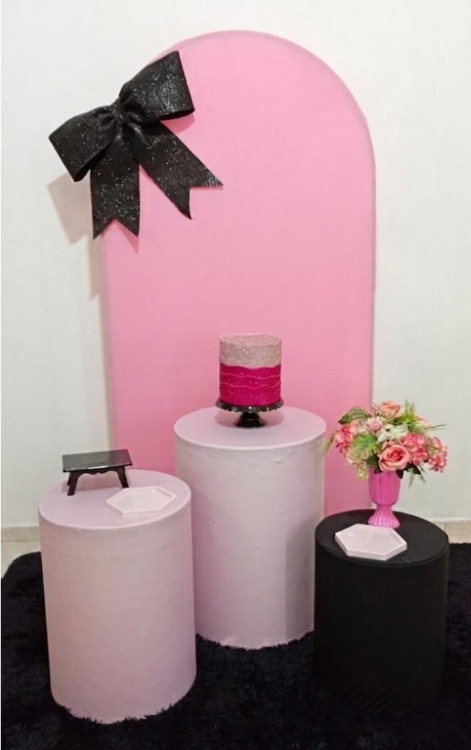 Laços Rosa E Preto Kit Prata - Liviarts Criativa