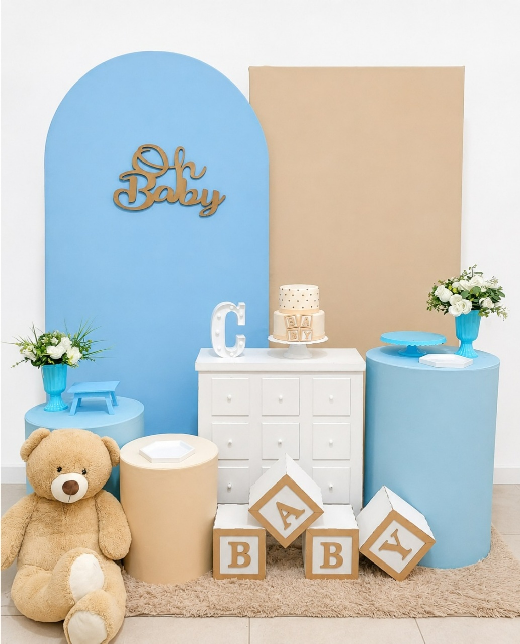 Chá de Bb Azul E Nude Kit Diamante - Liviarts Criativa
