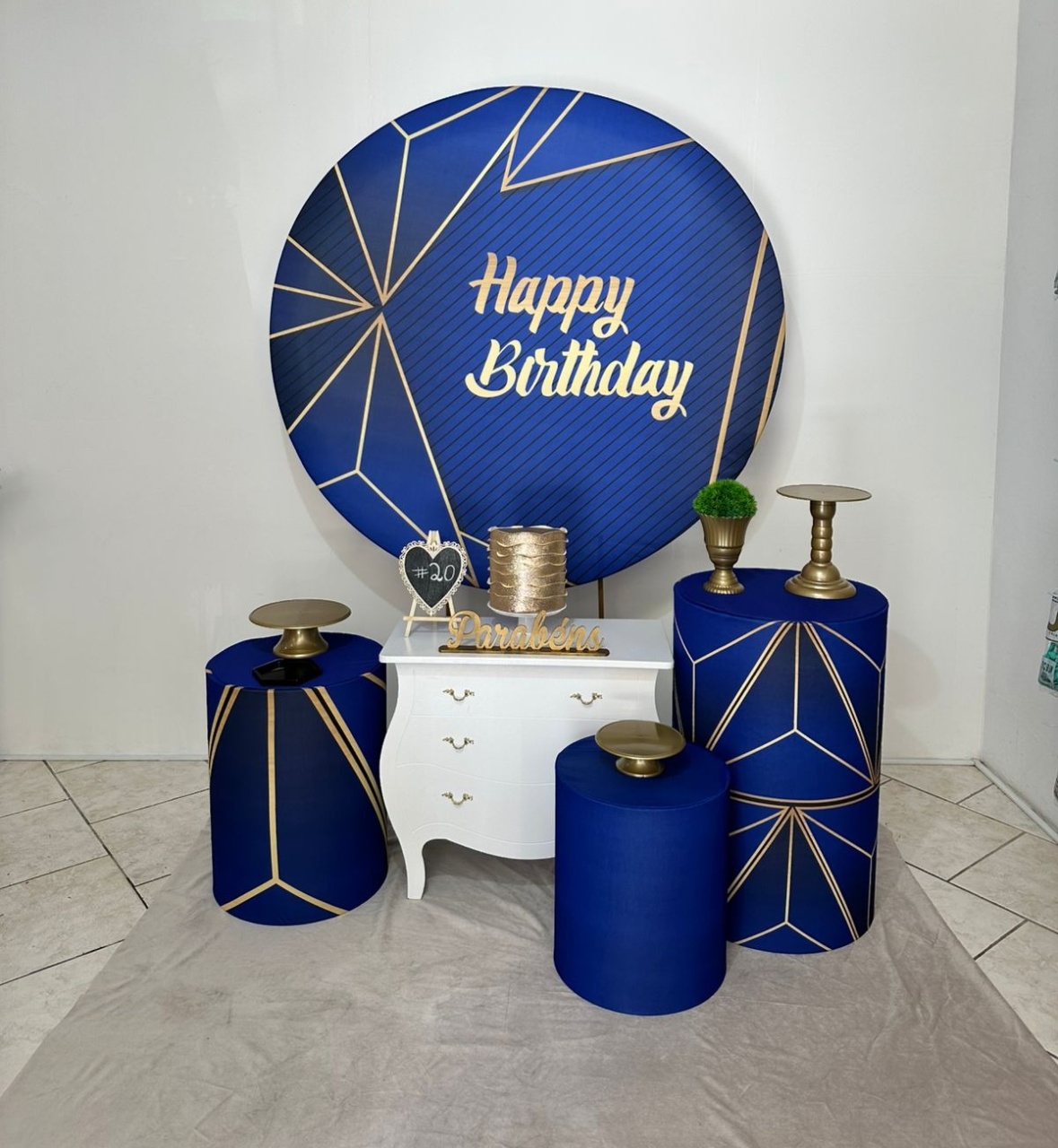 Kit 2 Azul Happy Birthday  - Michi Pegue e Monte
