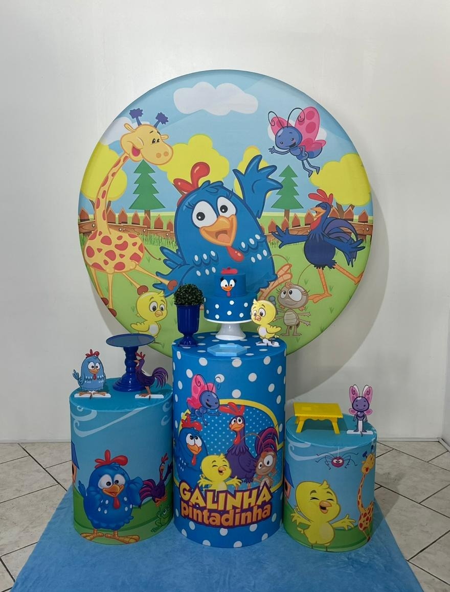 Kit 1 Galinha Pintadinha Azul - Michi Pegue e Monte