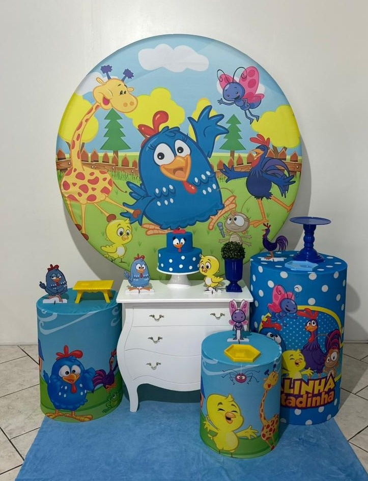 Kit 2 Galinha Pintadinha Azul  - Michi Pegue e Monte