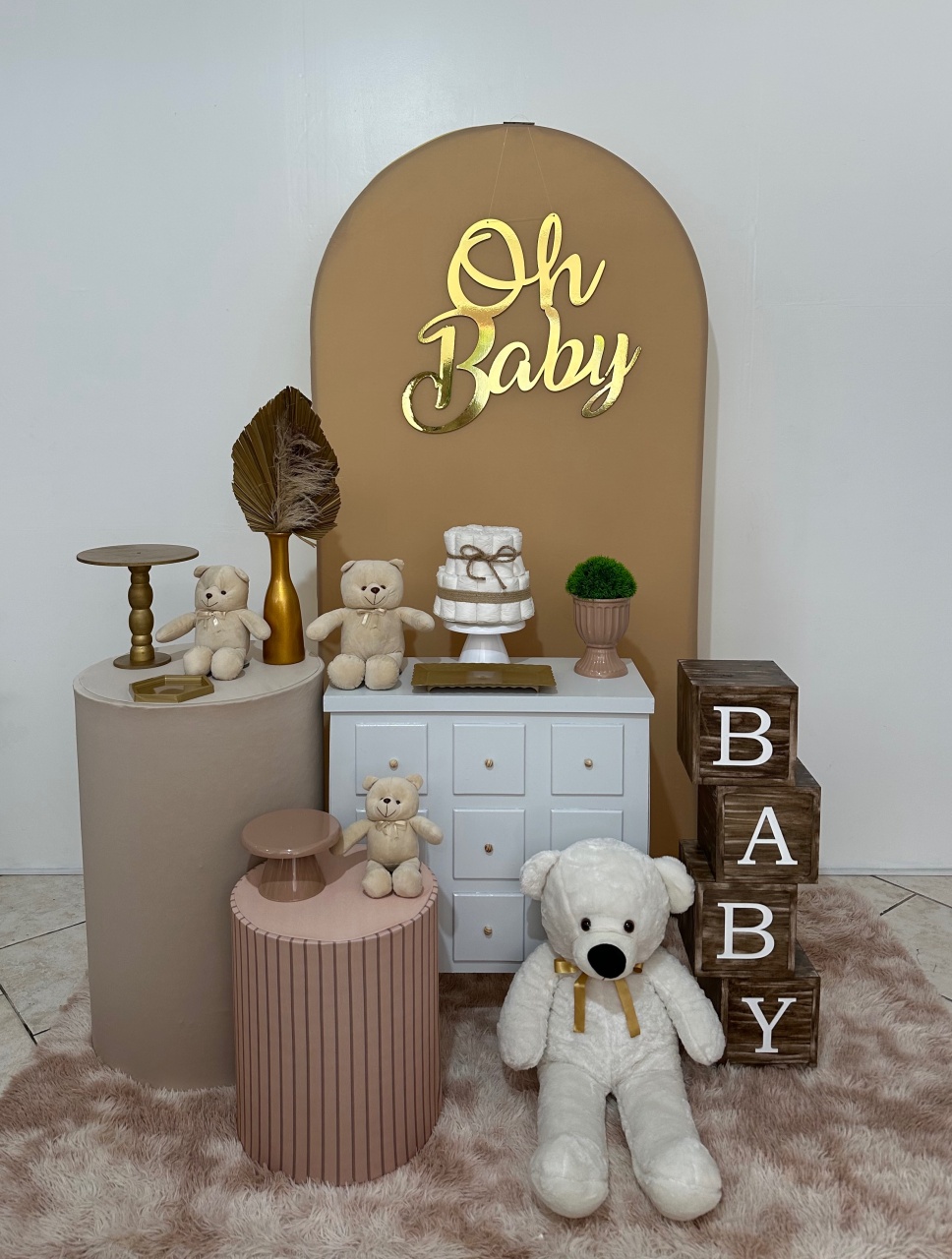 Kit Luxo Baby 1 Bege Cubo Baby Marrom  - Michi Pegue e Monte