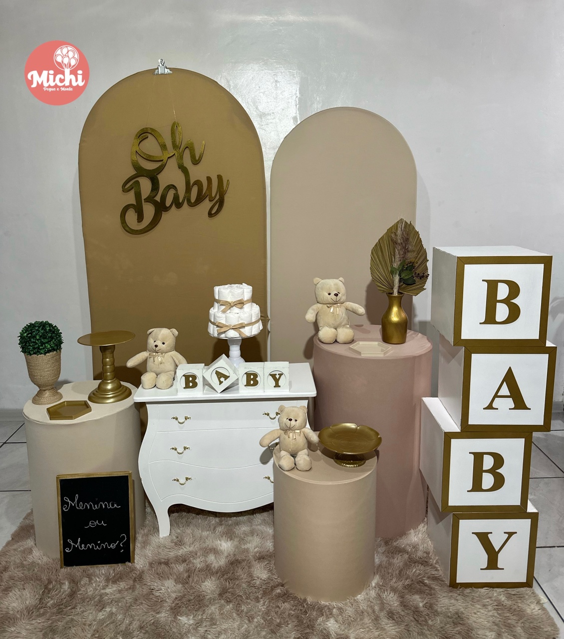 Kit Painéis Romano Bege E Nude Oh Baby  - Michi Pegue e Monte