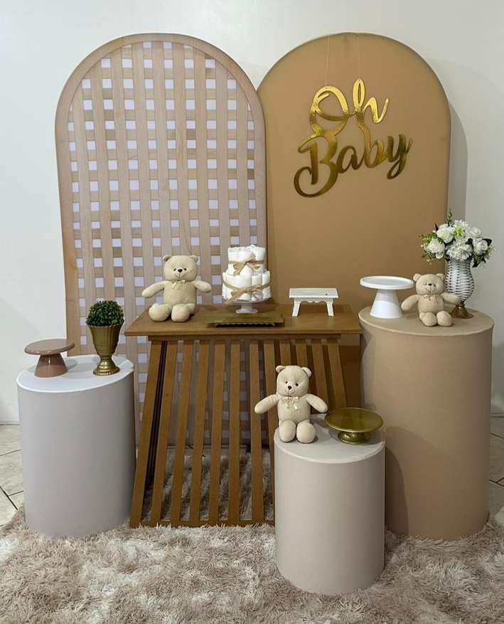Kit Rustico Paíneis Romano Com Oh Baby Dourado  - Michi Pegue e Monte