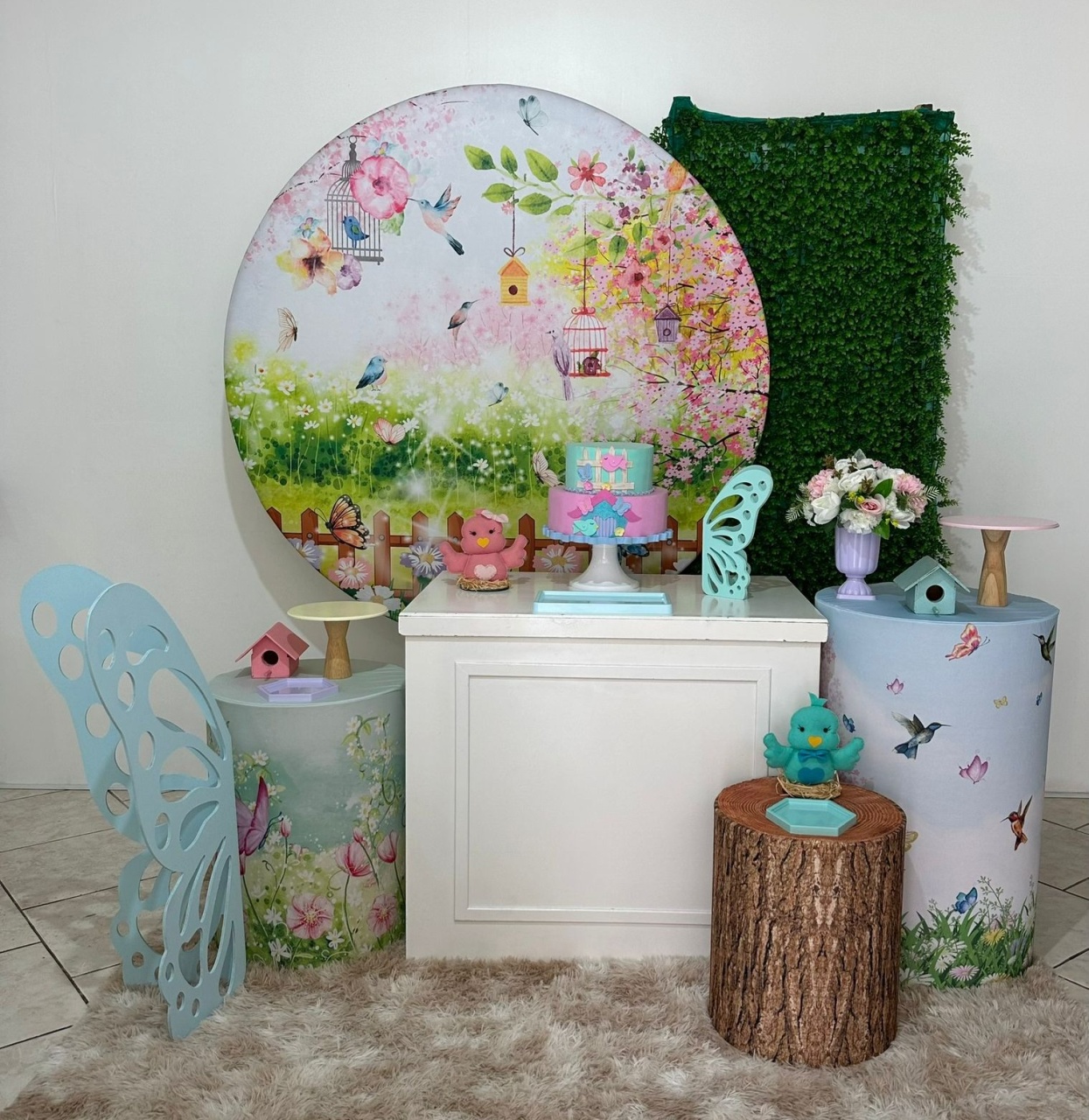 Kit 4 Jardim Muro Verde Mesa Branca - Michi Pegue e Monte