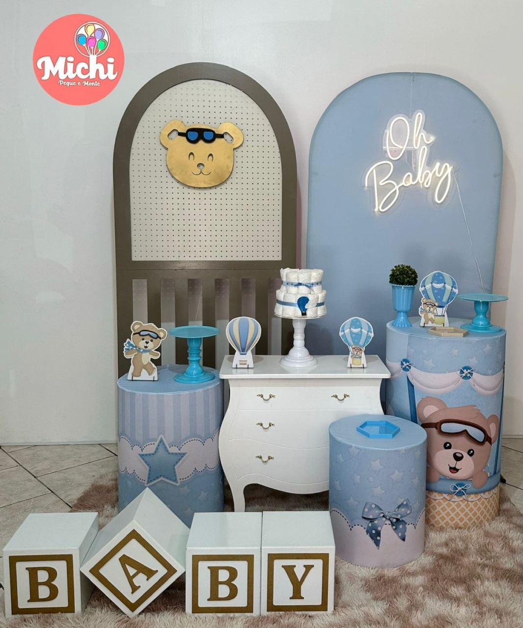 Kit Encanto Ursinho Baloeiro  - Michi Pegue e Monte