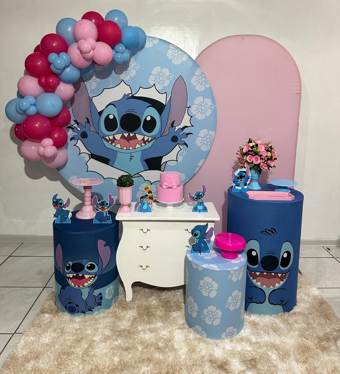 Kit 3 Stitch Rosa E Azul    - Michi Pegue e Monte