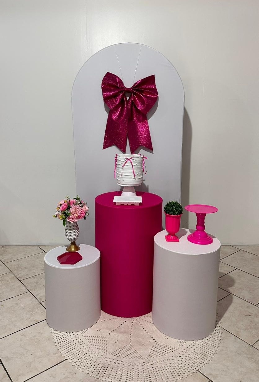 Kit Laço Rosa Compacto Com Cilindros  - Michi Pegue e Monte