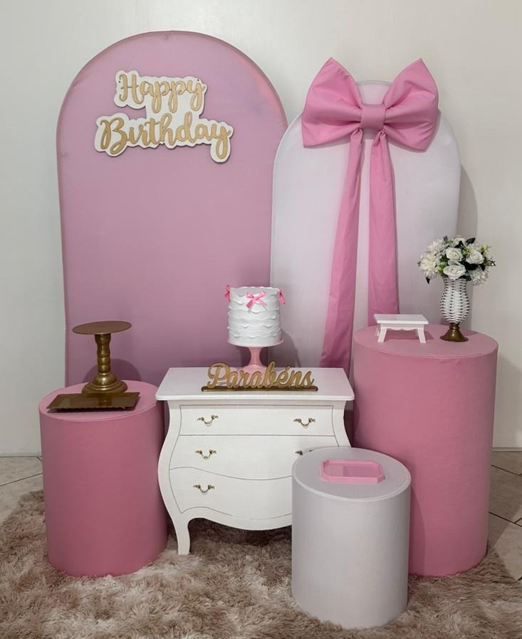 Kit Laço Rosa Com Branco  - Michi Pegue e Monte