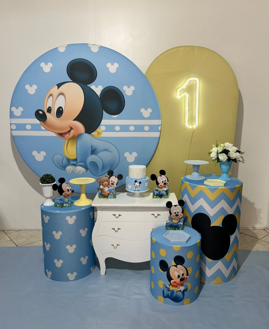 Kit 3 Mickey Baby Azul - Michi Pegue e Monte