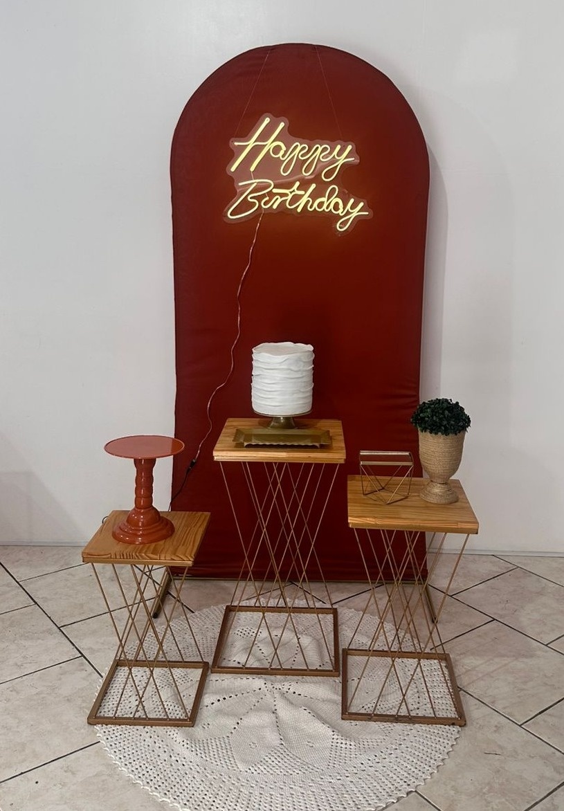 Kit Trio Mesa Teia Terracota Com Led - Michi Pegue e Monte