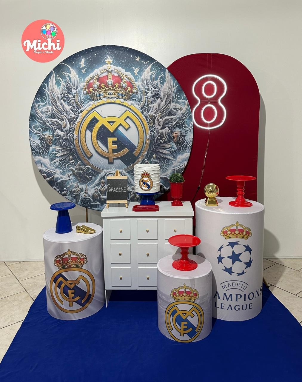 Kit 3 Real Madrid Comoda Puxador  - Michi Pegue e Monte