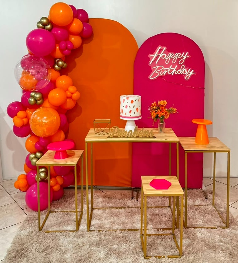 Kit Laranja E Pink Mesa Quadrada - Michi Pegue e Monte