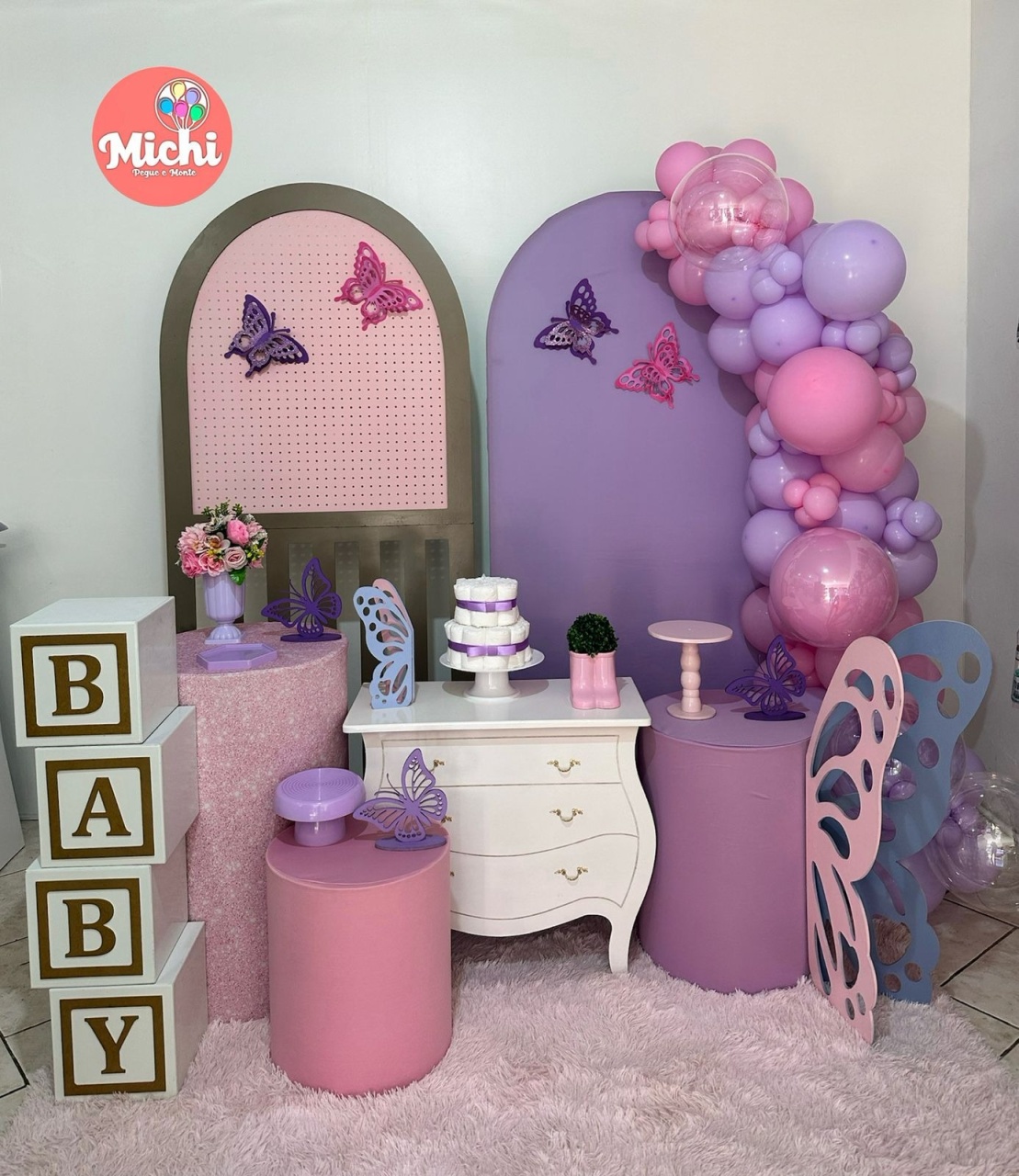 Kit Encanto Borboletas Cubos Baby - Michi Pegue e Monte