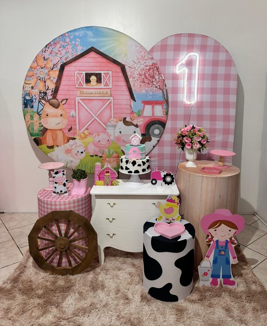 Kit 3 Fazendinha Rosa   - Michi Pegue e Monte