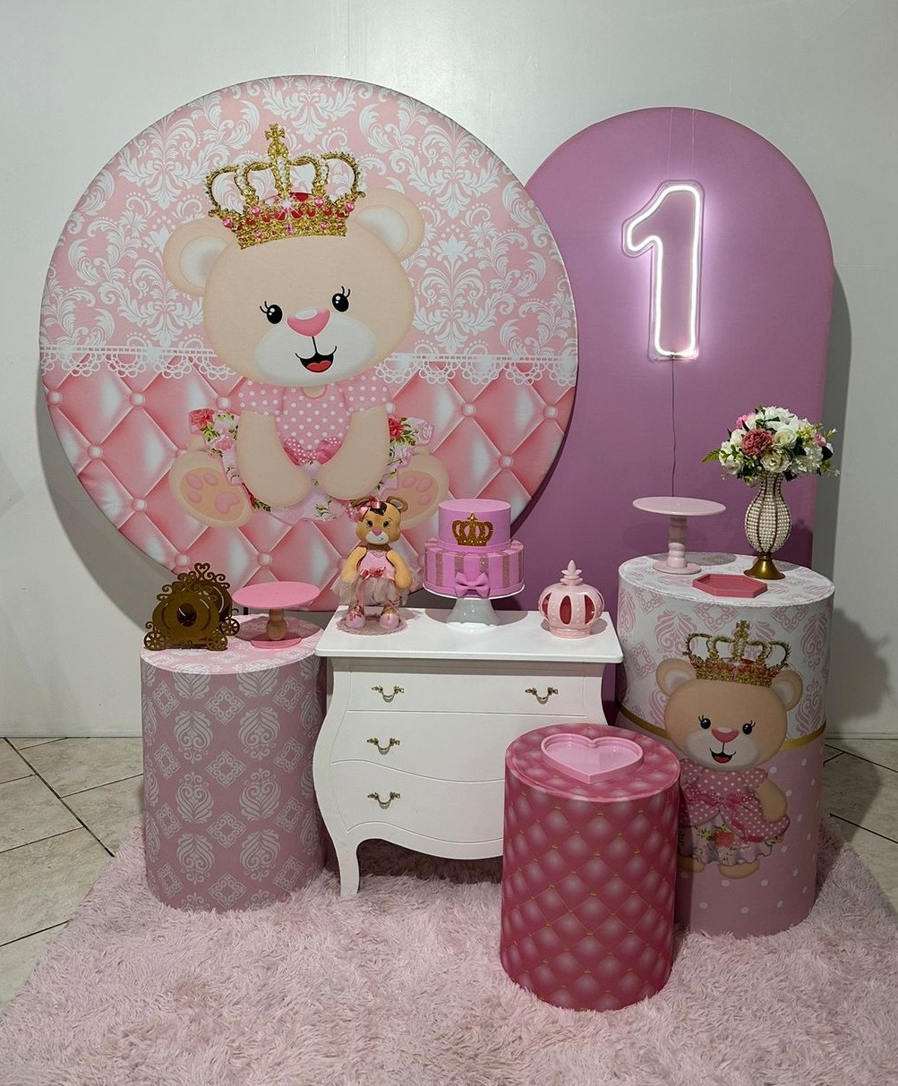 Kit 3 Ursinha Princesa 1 Ano - Michi Pegue e Monte