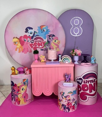 Kit 4 My Little Pony Mesa Rosa - Michi Pegue e Monte