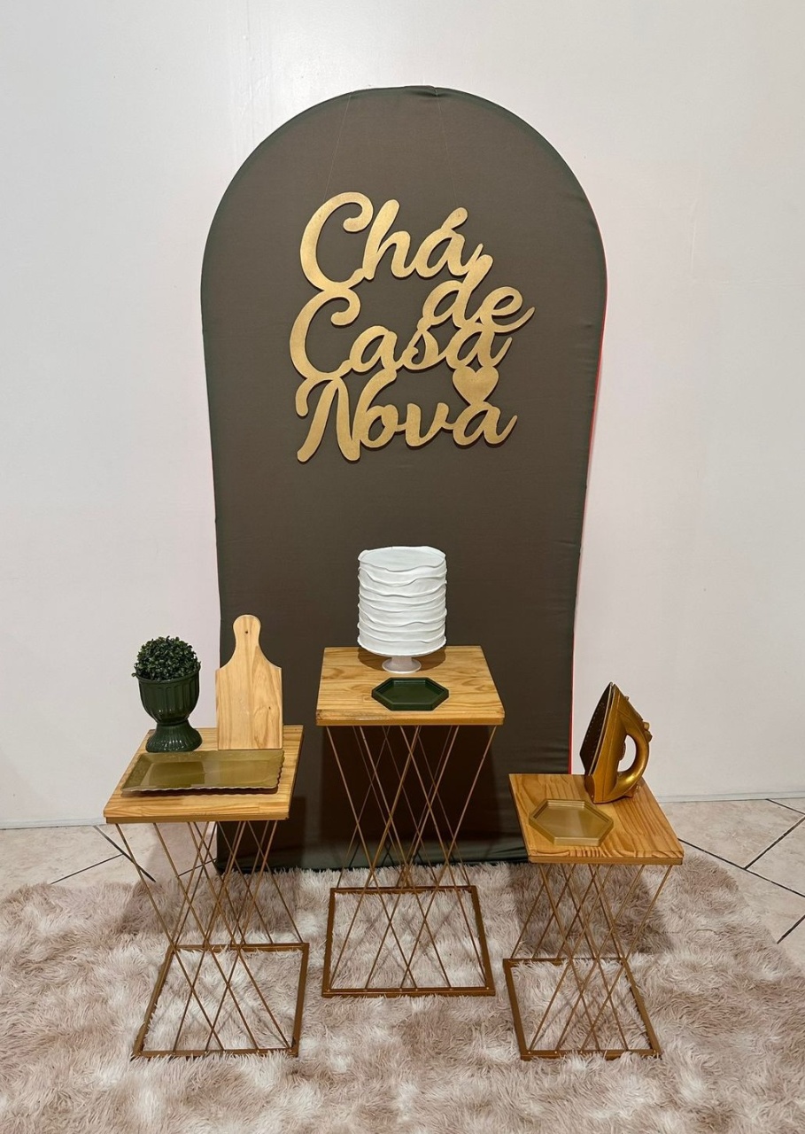 Kit Chá de Casa Nova Verde Militar Mesas Teia - Michi Pegue e Monte