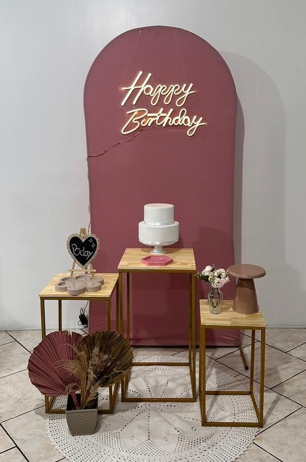 Kit Trio Mesa Quadrada Rose E Nude   - Michi Pegue e Monte