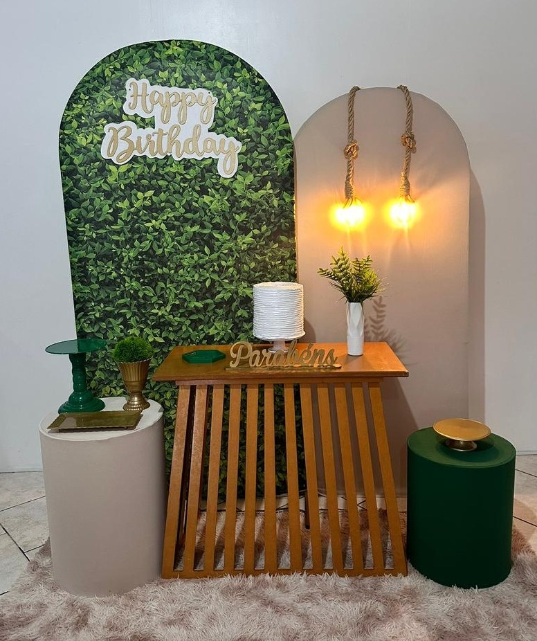 Kit Happy Bithday Folhagem E Nude  - Michi Pegue e Monte
