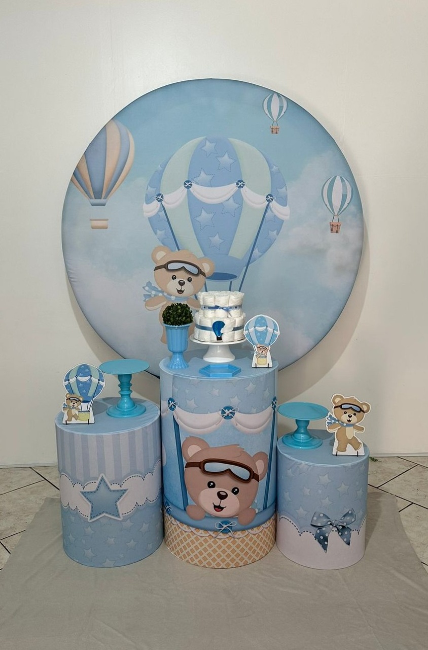 Kit 1 Ursinho Baloeiro Com Capas Estampadas - Michi Pegue e Monte