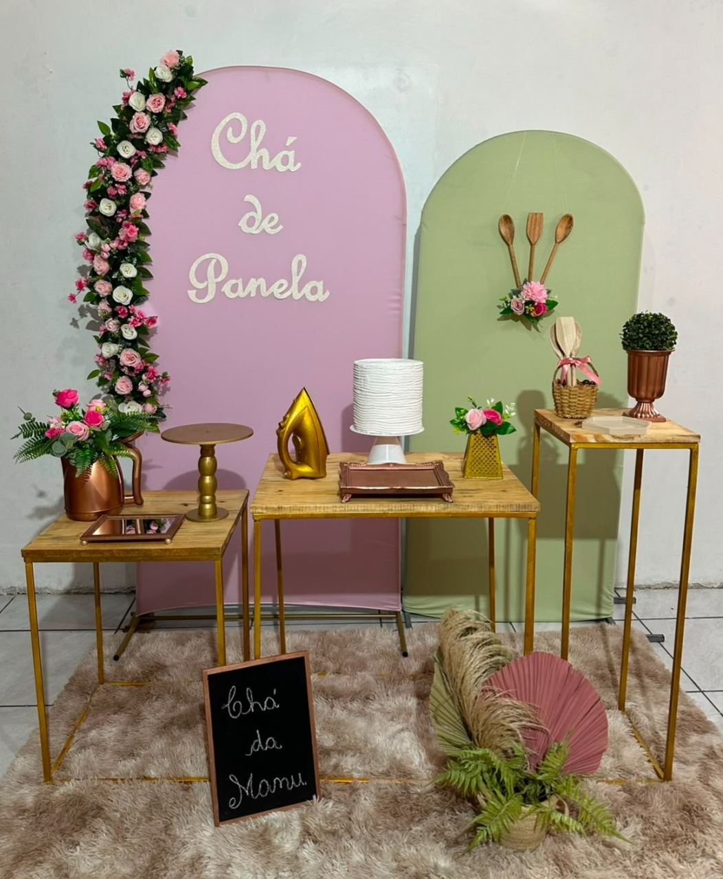 Kit Chá de Cozinha Rosa E Verde Chá Mesa Quadrada - Michi Pegue e Monte